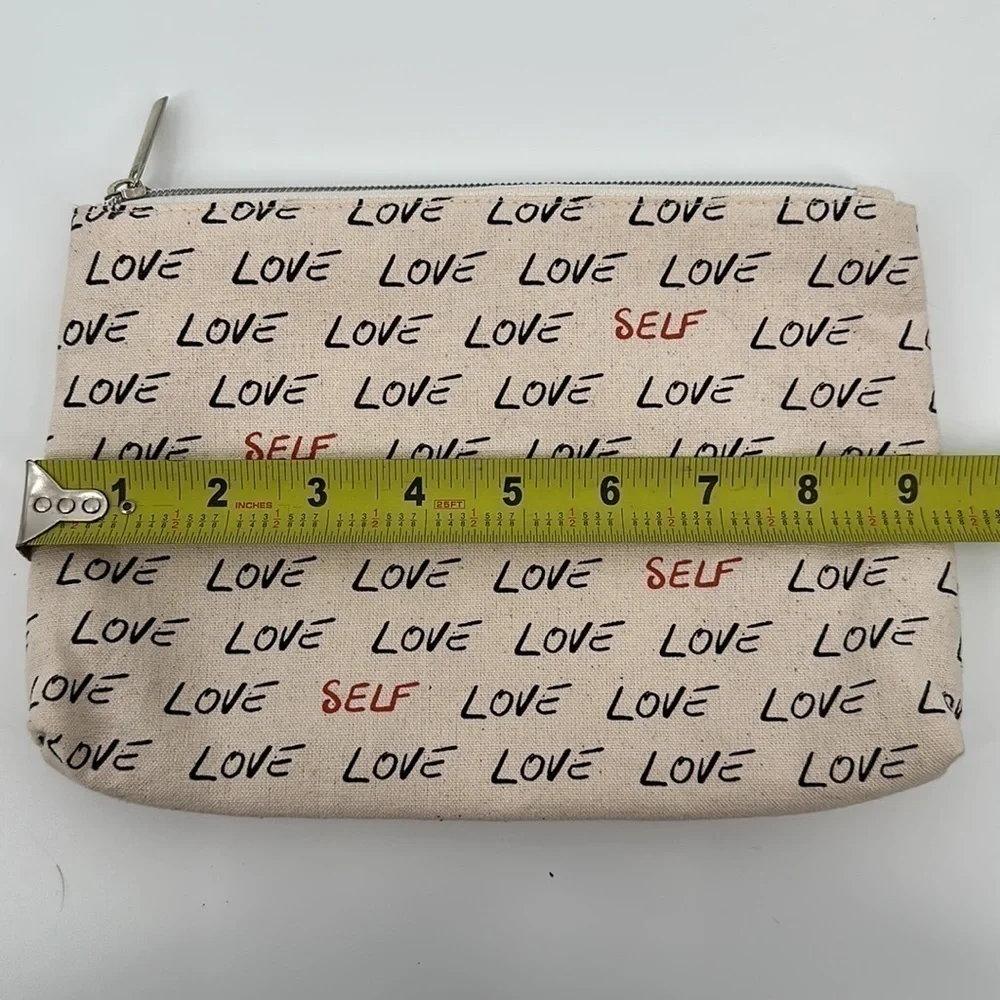 Anthropologie Canvas Self Love Lined Pouch Bag